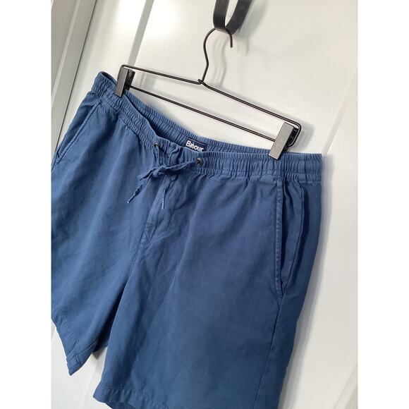 Barbour Men's Relaxed Fit Cotton Oxford Cloth Drawstring Chino Shorts Blue 2XL - Picture 3 of 13
